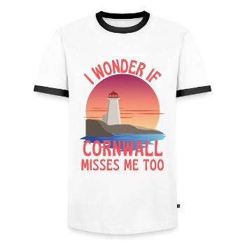 Je me demande si Cornwall me manque trop pâteux - T-shirt contrasté Homme - blanc/noir - Devant - AI Model Female 172 light (172cm) & AI Model Male 178 dark (178cm)