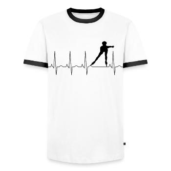 My heart beats for inline skating - Men's Ringer Shirt - white/black - Front - AI Model Female 172 light (172cm) & AI Model Male 178 dark (178cm)