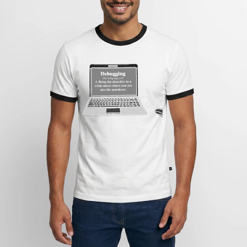 Funny Computer Debugging Programmer Design Men's Ringer Shirt