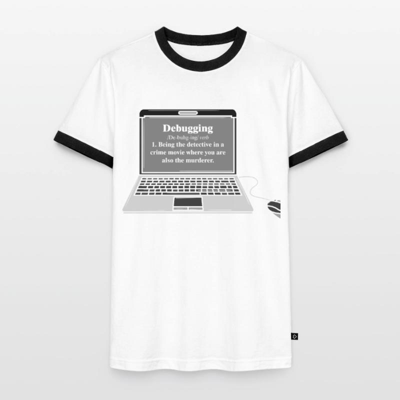 Funny Computer Debugging Programmer Design Men's Ringer Shirt