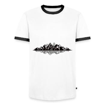 Alpinisme Randonnées Montagnes Alpes Alpes Autriche - T-shirt contrasté Homme - blanc/noir - Devant - AI Model Female 172 light (172cm) & AI Model Male 178 dark (178cm)