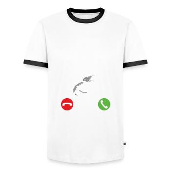 Angeln ist Anruf lustige Handy - Männer Kontrast-T-Shirt - Weiß/Schwarz - Vorne - AI Model Female 172 light (172cm) & AI Model Male 178 dark (178cm)
