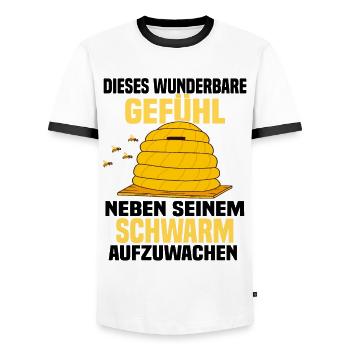 Vatertag Imker Hummel Bienenstock - Männer Kontrast-T-Shirt - Weiß/Schwarz - Vorne - AI Model Female 172 light (172cm) & AI Model Male 178 dark (178cm)