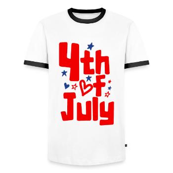 4th of July USA Celebration 1776 Stars - Men's Ringer Shirt - white/black - Front - AI Model Female 172 light (172cm) & AI Model Male 178 dark (178cm)