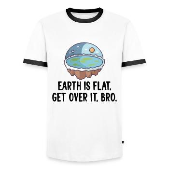 Flat Earth Theory Flat Earth Army Earth - T-shirt contrasté Homme - blanc/noir - Devant - AI Model Female 172 light (172cm) & AI Model Male 178 dark (178cm)