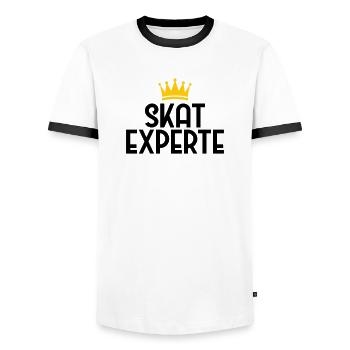 Skat Experte Kartenspiel - Kartenspiel - Skat - Ka - Männer Kontrast-T-Shirt - Weiß/Schwarz - Vorne - AI Model Female 172 light (172cm) & AI Model Male 178 dark (178cm)