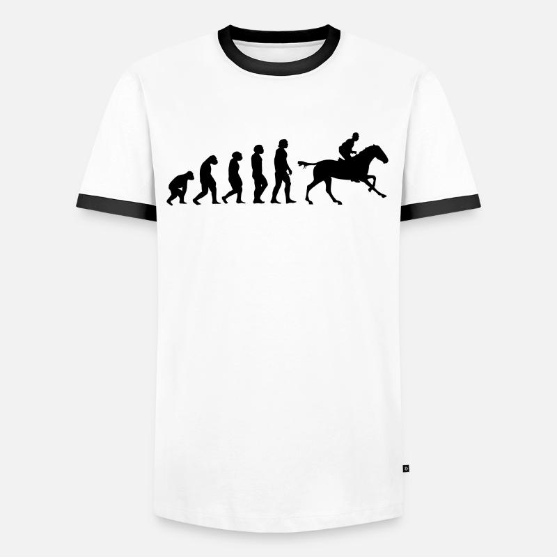 Pferde Reiten Evolution - Männer Kontrast-T-Shirt - Weiß/Schwarz