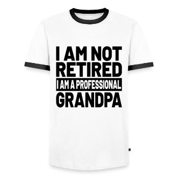 Retirement Retiree Grandpa : Professional Grandpa - Men's Ringer Shirt - white/black - Front - AI Model Female 172 light (172cm) & AI Model Male 178 dark (178cm)
