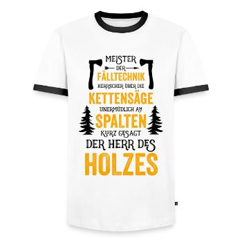 Meister der Falltechnik Herrscher über die Kettens - Männer Kontrast-T-Shirt - Weiß/Schwarz - Vorne - AI Model Female 172 light (172cm) & AI Model Male 178 dark (178cm)