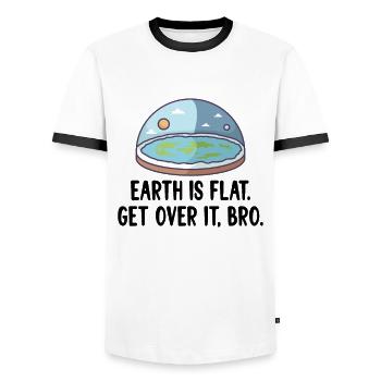 Flat Earth Theory Flat Earth Army Earth - T-shirt contrasté Homme - blanc/noir - Devant - AI Model Female 172 light (172cm) & AI Model Male 178 dark (178cm)