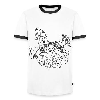 Odins Pferd Sleipnir keltischer Knoten Wikinger - Männer Kontrast-T-Shirt - Weiß/Schwarz - Vorne - AI Model Female 172 light (172cm) & AI Model Male 178 dark (178cm)