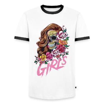 Girls tour squelettique - T-shirt contrasté Homme - blanc/noir - Devant - AI Model Female 172 light (172cm) & AI Model Male 178 dark (178cm)