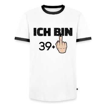 ich bin 39 + Mittelfinger 40 Geburtstag - Ich bin - Männer Kontrast-T-Shirt - Weiß/Schwarz - Vorne - AI Model Female 172 light (172cm) & AI Model Male 178 dark (178cm)