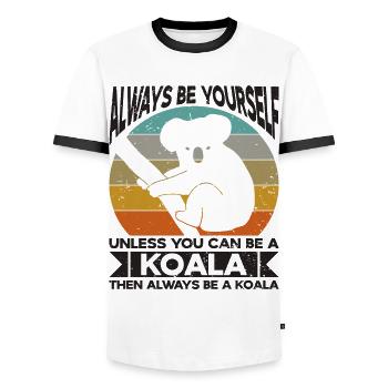 Koala Koala Bear Koalas - Men's Ringer Shirt - white/black - Front - AI Model Female 172 light (172cm) & AI Model Male 178 dark (178cm)