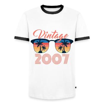 Vintage 2007 Lustige Sonnenbrille Palme - Männer Kontrast-T-Shirt - Weiß/Schwarz - Vorne - AI Model Female 172 light (172cm) & AI Model Male 178 dark (178cm)