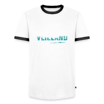 Vlieland Vacances Hollande Pays-Bas - T-shirt contrasté Homme - blanc/noir - Devant - AI Model Female 172 light (172cm) & AI Model Male 178 dark (178cm)