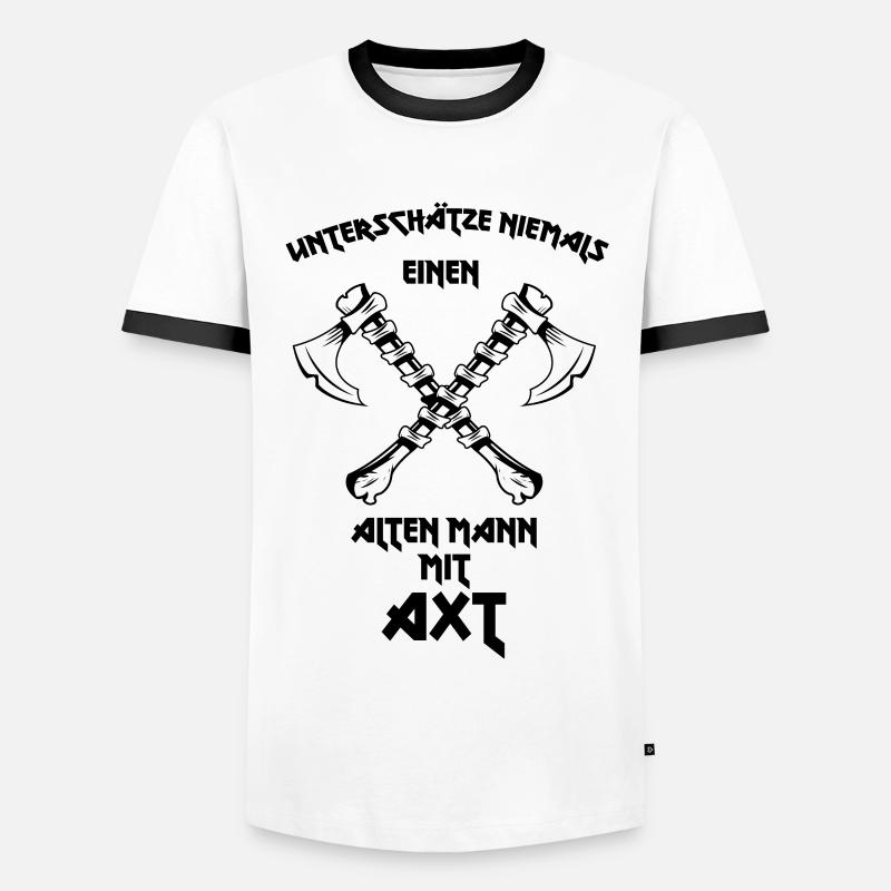 Alter Mann mit Axt - Männer Kontrast-T-Shirt - Weiß/Schwarz