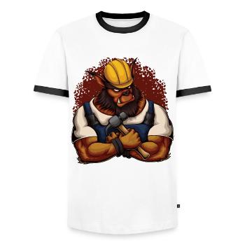 Bauarbeiter Bär - Männer Kontrast-T-Shirt - Weiß/Schwarz - Vorne - AI Model Female 172 light (172cm) & AI Model Male 178 dark (178cm)