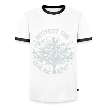 Funny Fish keeping Fish keeper - Men's Ringer Shirt - white/black - Front - AI Model Female 172 light (172cm) & AI Model Male 178 dark (178cm)