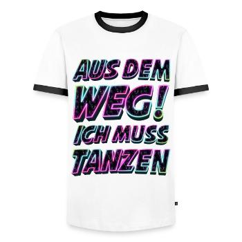 Aus dem Weg ich muss tanzen. Sprüche, Party, Musik - Männer Kontrast-T-Shirt - Weiß/Schwarz - Vorne - AI Model Female 172 light (172cm) & AI Model Male 178 dark (178cm)