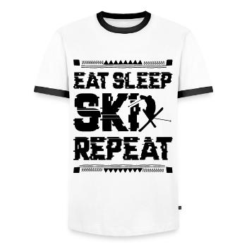 Eat Sleep Ski Repeat - Männer Kontrast-T-Shirt - Weiß/Schwarz - Vorne - AI Model Female 172 light (172cm) & AI Model Male 178 dark (178cm)