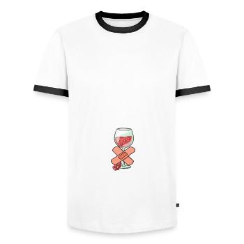 Krankenpflegerin Safety first drink with a nurse - Männer Kontrast-T-Shirt - Weiß/Schwarz - Vorne - AI Model Female 172 light (172cm) & AI Model Male 178 dark (178cm)