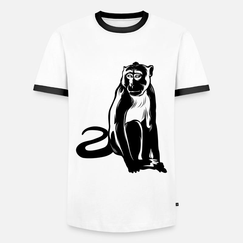 Affe Monkey Tier - Männer Kontrast-T-Shirt - Weiß/Schwarz