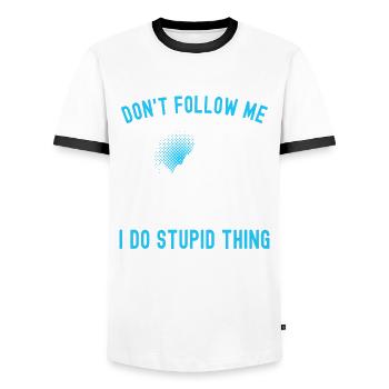 Dont Follow Me I Do Stupid Things Skydiving Jump - Men's Ringer Shirt - white/black - Front - AI Model Female 172 light (172cm) & AI Model Male 178 dark (178cm)