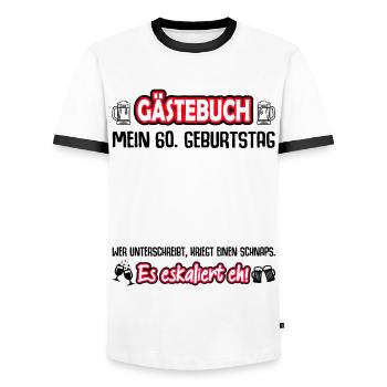 60 Geburtstag 60 Ehrentag Geschenk Mann Frau Fun - Männer Kontrast-T-Shirt - Weiß/Schwarz - Vorne - AI Model Female 172 light (172cm) & AI Model Male 178 dark (178cm)