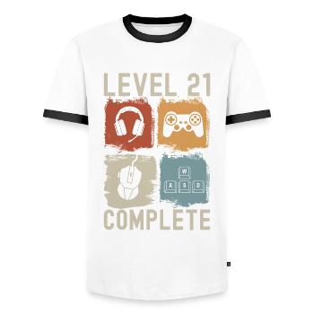 21st Birthday Level 21 Complete Gamer 21 years - Men's Ringer Shirt - white/black - Front - AI Model Female 172 light (172cm) & AI Model Male 178 dark (178cm)