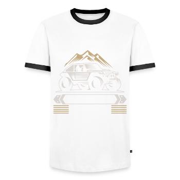 Geländewagen Outdoor Offroad Offroader Urlaub - Männer Kontrast-T-Shirt - Weiß/Schwarz - Vorne - AI Model Female 172 light (172cm) & AI Model Male 178 dark (178cm)