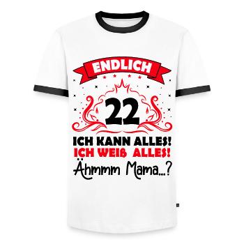 22 Geburtstag Mädchen Junge Fun Geschenk lustig - Männer Kontrast-T-Shirt - Weiß/Schwarz - Vorne - AI Model Female 172 light (172cm) & AI Model Male 178 dark (178cm)