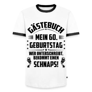 60 Geburtstag 60 Ehrentag Geschenk Mann Frau Fun - Männer Kontrast-T-Shirt - Weiß/Schwarz - Vorne - AI Model Female 172 light (172cm) & AI Model Male 178 dark (178cm)