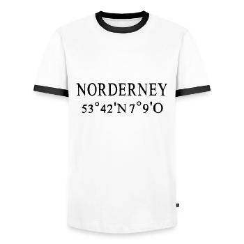 Norderney Coordinates Island - Men's Ringer Shirt - white/black - Front - AI Model Female 172 light (172cm) & AI Model Male 178 dark (178cm)