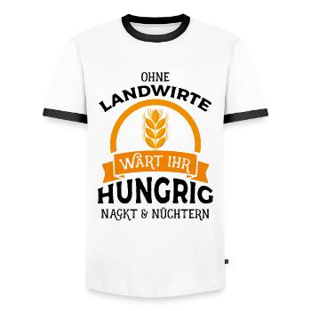 Ohne Landwirte wärt ihr hungrig nackt & nüchtern - - Männer Kontrast-T-Shirt - Weiß/Schwarz - Vorne - AI Model Female 172 light (172cm) & AI Model Male 178 dark (178cm)