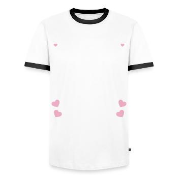 K-Drama Kdrama Drame coréen Corée Hallyu K-Drama - T-shirt contrasté Homme - blanc/noir - Devant - AI Model Female 172 light (172cm) & AI Model Male 178 dark (178cm)