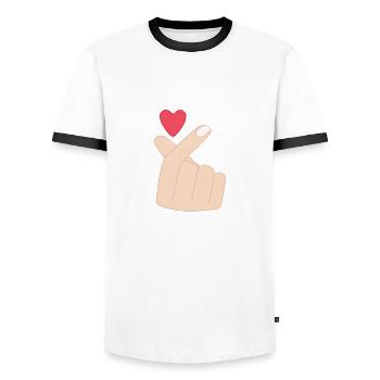 K-Drama Kdrama Drame coréen Corée Hallyu K-Drama - T-shirt contrasté Homme - blanc/noir - Devant - AI Model Female 172 light (172cm) & AI Model Male 178 dark (178cm)