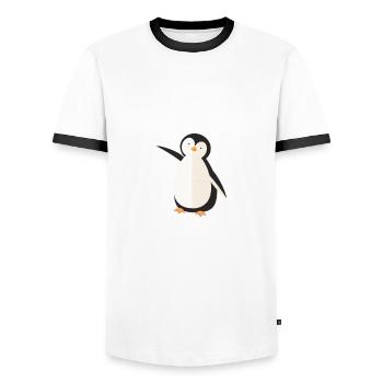 Penguin Penguin Penguin Penguin Lovers - Men's Ringer Shirt - white/black - Front - AI Model Female 172 light (172cm) & AI Model Male 178 dark (178cm)