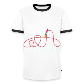 Rollercoaster Amusement Park Rollercoaster Ride - Men's Ringer Shirt - white/black - Front - AI Model Female 172 light (172cm) & AI Model Male 178 dark (178cm)