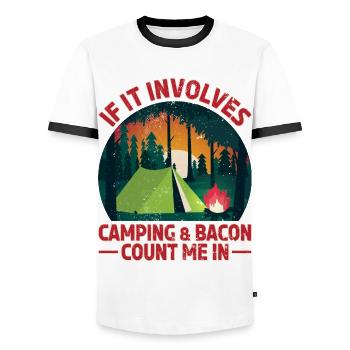 Camping Caravan Camping Camping Bacon - Men's Ringer Shirt - white/black - Front - AI Model Female 172 light (172cm) & AI Model Male 178 dark (178cm)