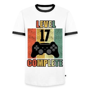 17 Geburtstag 17 Jahre Geschenk lustig 17 Jubiläum - Männer Kontrast-T-Shirt - Weiß/Schwarz - Vorne - AI Model Female 172 light (172cm) & AI Model Male 178 dark (178cm)