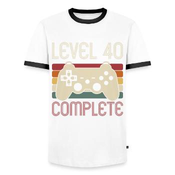 Level 40 Complete Gaming 40 Jahre Geburtstag - Männer Kontrast-T-Shirt - Weiß/Schwarz - Vorne - AI Model Female 172 light (172cm) & AI Model Male 178 dark (178cm)