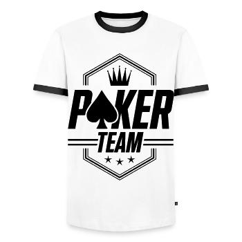 poker team - Men's Ringer Shirt - white/black - Front - AI Model Female 172 light (172cm) & AI Model Male 178 dark (178cm)