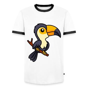 Tukan Comic Animal - Men's Ringer Shirt - white/black - Front - AI Model Female 172 light (172cm) & AI Model Male 178 dark (178cm)