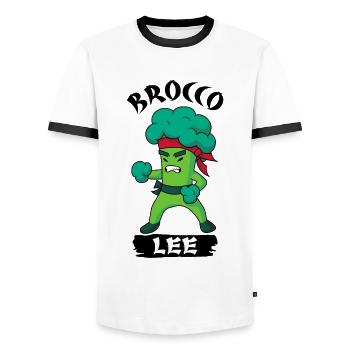 Brocco Lee Broccoli Meme - T-shirt contrasté Homme - blanc/noir - Devant - AI Model Female 172 light (172cm) & AI Model Male 178 dark (178cm)