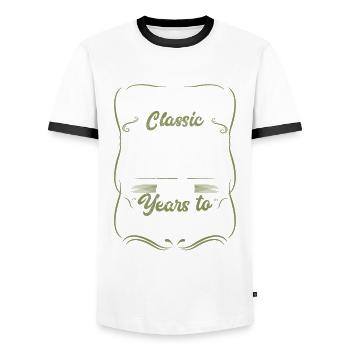 Born 1965 Vintage Birthday Retro - Men's Ringer Shirt - white/black - Front - AI Model Female 172 light (172cm) & AI Model Male 178 dark (178cm)