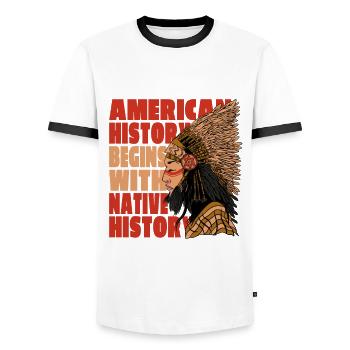 Native American Indian Design - Men's Ringer Shirt - white/black - Front - AI Model Female 172 light (172cm) & AI Model Male 178 dark (178cm)