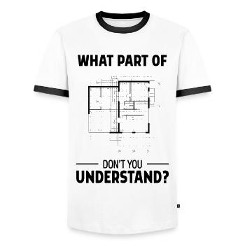 Welchen Teil Der Architektur Verstehst Du Nicht? - Männer Kontrast-T-Shirt - Weiß/Schwarz - Vorne - AI Model Female 172 light (172cm) & AI Model Male 178 dark (178cm)