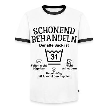 Schonend Behandeln 31. Geburtstag Der Alte Sack 31 - Männer Kontrast-T-Shirt - Weiß/Schwarz - Vorne - AI Model Female 172 light (172cm) & AI Model Male 178 dark (178cm)