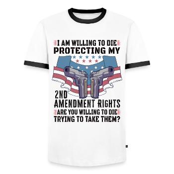 Gun Rights Gun Lover 2. Änderung Waffenbesitzer - Männer Kontrast-T-Shirt - Weiß/Schwarz - Vorne - AI Model Female 172 light (172cm) & AI Model Male 178 dark (178cm)